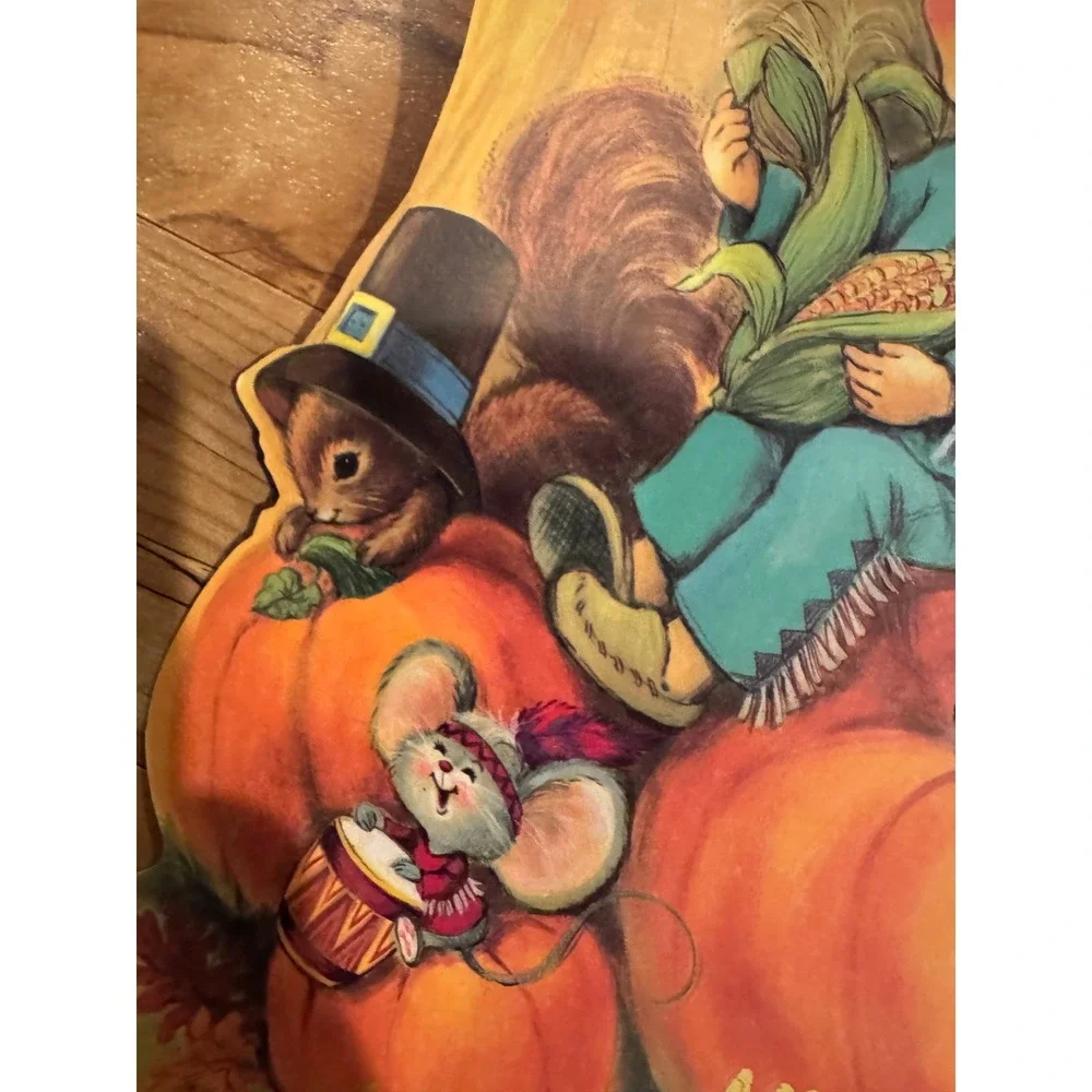 Vintage‎ Thanksgiving Harvest Fall Cardboard Cutouts New Old Stock Lot of 3
